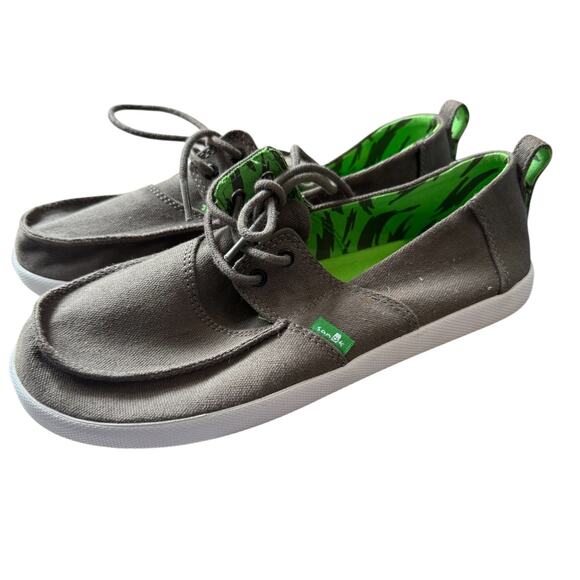 NEW- Sanuk Gray Canvas Lace-Up Loafers Women’s Size 5 US (EU 35 / UK 4) - Picture 4 of 7